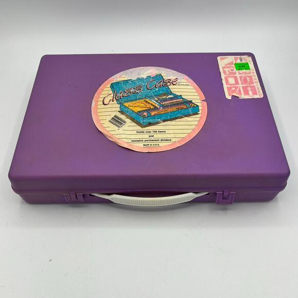 Vintage 1987 Class Case Divided Pencil School Supplies Plastic Case Made in USA - Picture 2 of 12